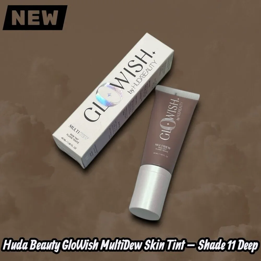 NEW Huda Beauty GloWish MultiDew Skin Tint – Shade 11 Deep – 1.35 oz
